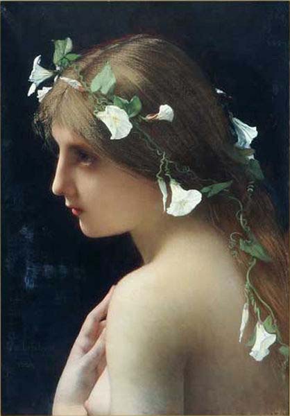 Jules Joseph Lefebvre Nymph with morning glory flowers